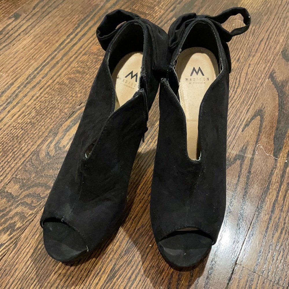 Black open-toe booties